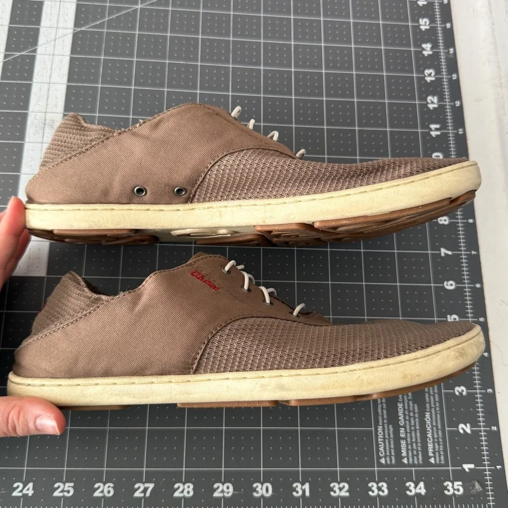 OluKai Nohea Moku Mens 9.5 Brown Slip On Boat‎ Shoes Comfort Outdoor Beachy